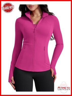 Lightweight Zip Up Running Jacket with Pockets & Thumb Holes